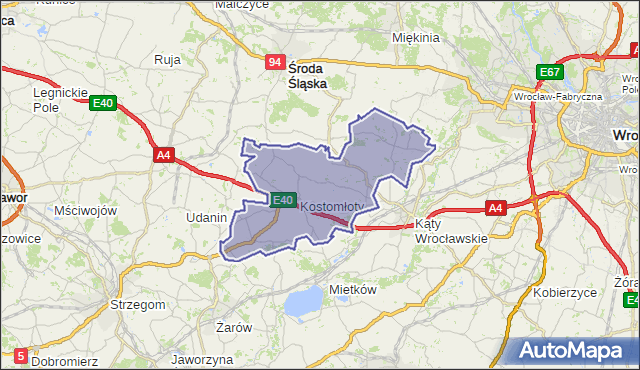 gmina Kostomłoty - powiat średzki na mapie Targeo