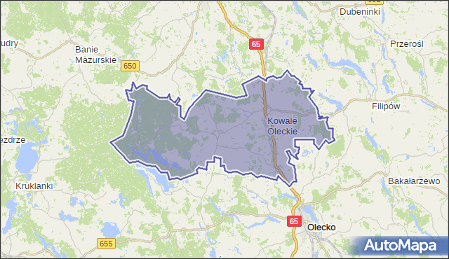 gmina Kowale Oleckie - powiat olecki na mapie Targeo