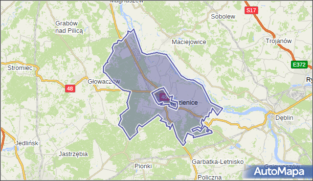 gmina Kozienice - powiat kozienicki na mapie Targeo