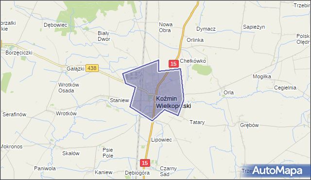 gmina Koźmin Wielkopolski - powiat krotoszyński na mapie Targeo