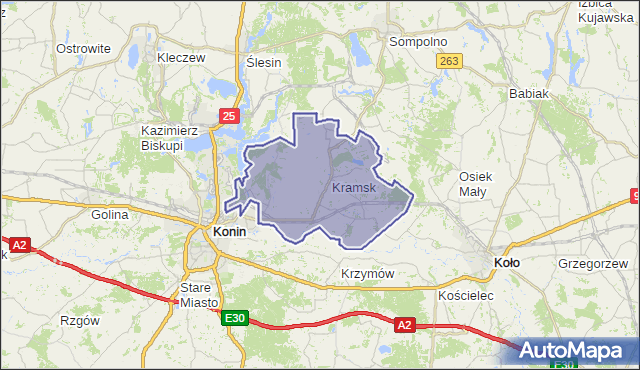 gmina Kramsk - powiat koniński na mapie Targeo