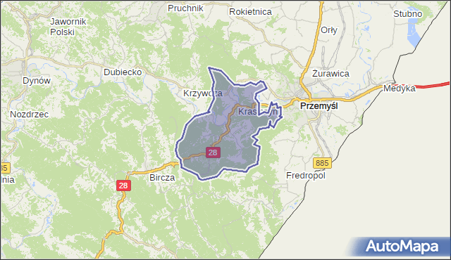 gmina Krasiczyn - powiat przemyski na mapie Targeo