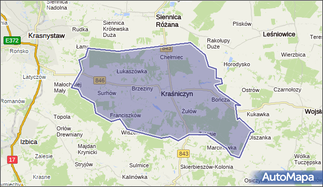 gmina Kraśniczyn - powiat krasnostawski na mapie Targeo