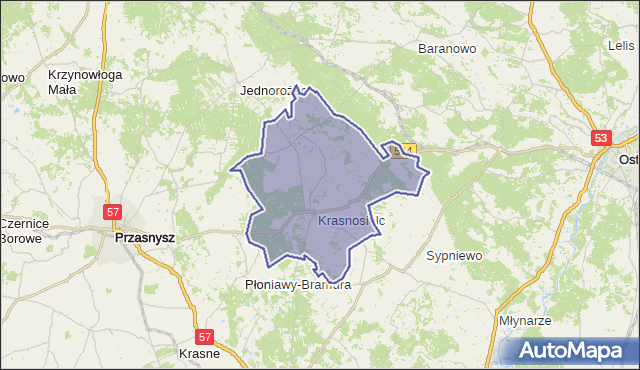 gmina Krasnosielc - powiat makowski na mapie Targeo