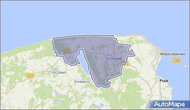 gmina Krokowa - powiat pucki na mapie Targeo