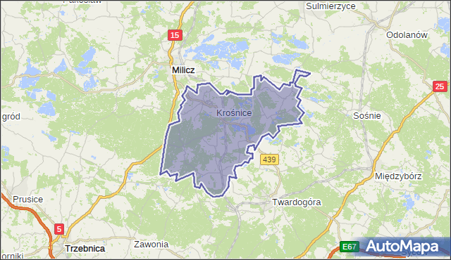 gmina Krośnice - powiat milicki na mapie Targeo