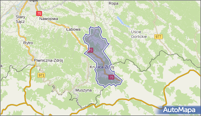 gmina Krynica-Zdrój - powiat nowosądecki na mapie Targeo