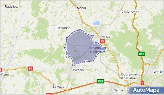 gmina Krypno - powiat moniecki na mapie Targeo