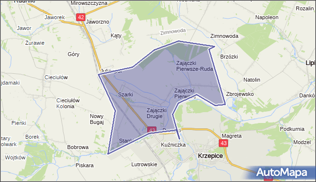 gmina Krzepice - powiat kłobucki na mapie Targeo