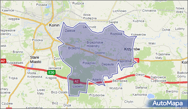 gmina Krzymów - powiat koniński na mapie Targeo