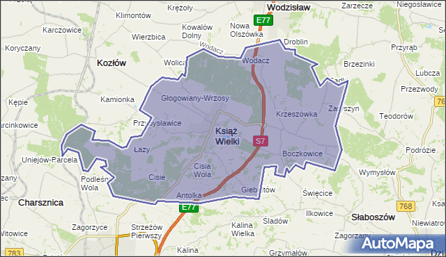gmina Książ Wielki - powiat miechowski na mapie Targeo