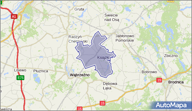 gmina Książki - powiat wąbrzeski na mapie Targeo