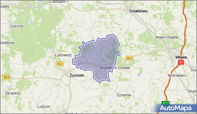 gmina Kuczbork-Osada - powiat żuromiński na mapie Targeo