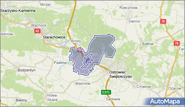 gmina Kunów - powiat ostrowiecki na mapie Targeo