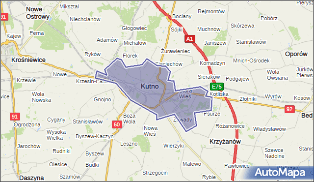 gmina Kutno - powiat kutnowski na mapie Targeo