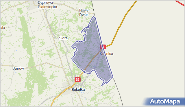 gmina Kuźnica - powiat sokólski na mapie Targeo