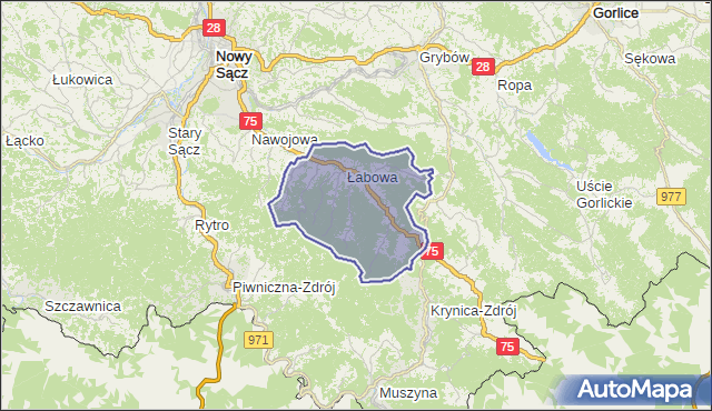 gmina Łabowa - powiat nowosądecki na mapie Targeo
