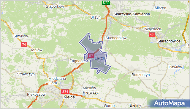 gmina Łączna - powiat skarżyski na mapie Targeo
