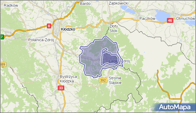gmina Lądek-Zdrój - powiat kłodzki na mapie Targeo