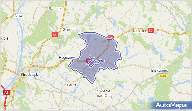 gmina Łasin - powiat grudziądzki na mapie Targeo