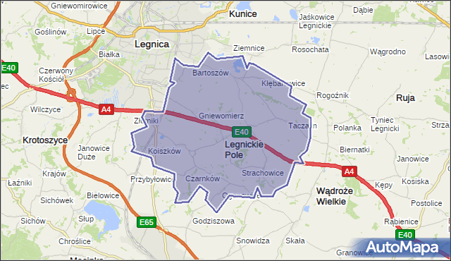 gmina Legnickie Pole - powiat legnicki na mapie Targeo