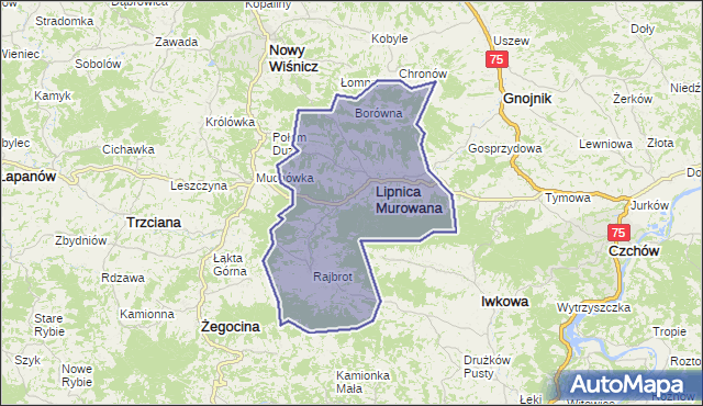 gmina Lipnica Murowana - powiat bocheński na mapie Targeo