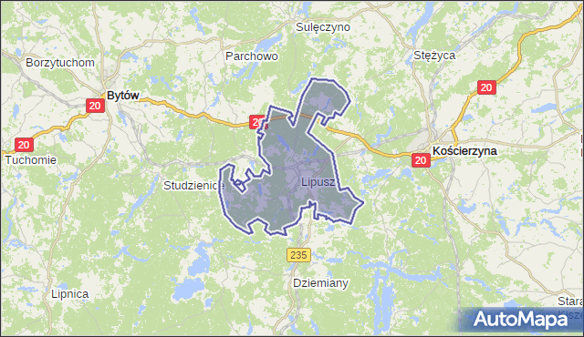 gmina Lipusz - powiat kościerski na mapie Targeo