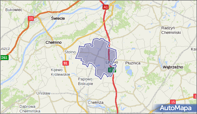 gmina Lisewo - powiat chełmiński na mapie Targeo