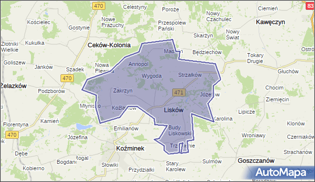 gmina Lisków - powiat kaliski na mapie Targeo