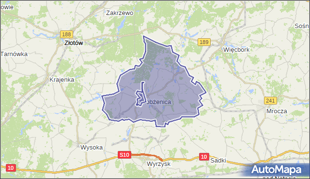 gmina Łobżenica - powiat pilski na mapie Targeo