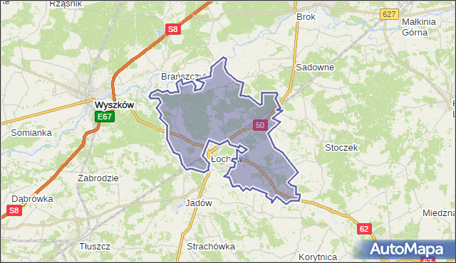 gmina Łochów - powiat węgrowski na mapie Targeo