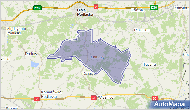 gmina Łomazy - powiat bialski na mapie Targeo