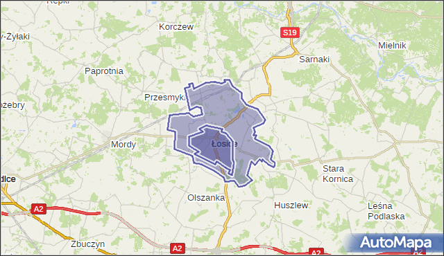 gmina Łosice - powiat łosicki na mapie Targeo