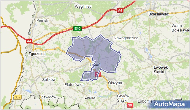 gmina Lubań - powiat lubański na mapie Targeo