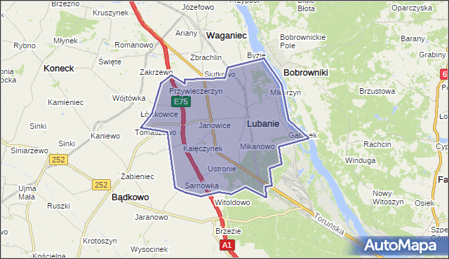 gmina Lubanie - powiat włocławski na mapie Targeo