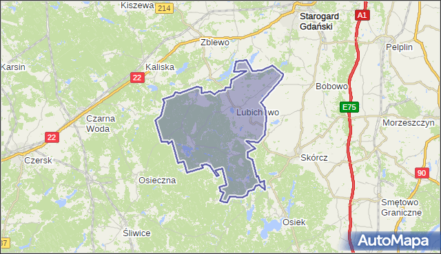 gmina Lubichowo - powiat starogardzki na mapie Targeo