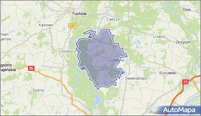 gmina Lubiewo - powiat tucholski na mapie Targeo