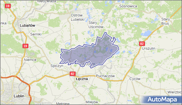 gmina Ludwin - powiat łęczyński na mapie Targeo
