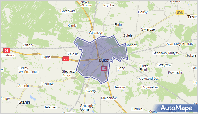 gmina Łuków - powiat łukowski na mapie Targeo