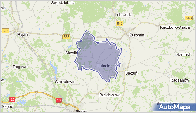 gmina Lutocin - powiat żuromiński na mapie Targeo