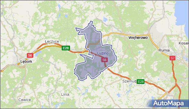gmina Luzino - powiat wejherowski na mapie Targeo