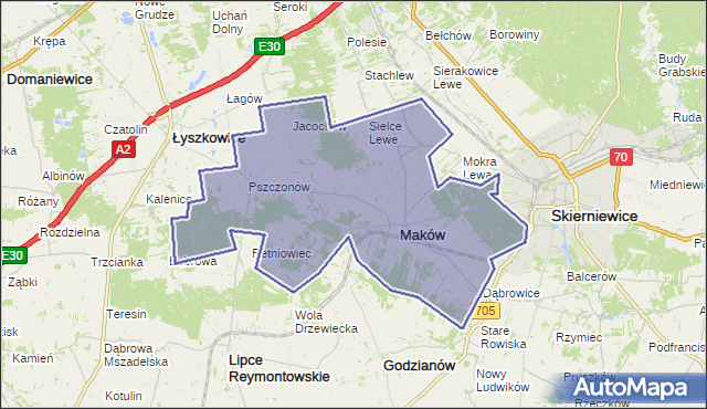 gmina Maków - powiat skierniewicki na mapie Targeo
