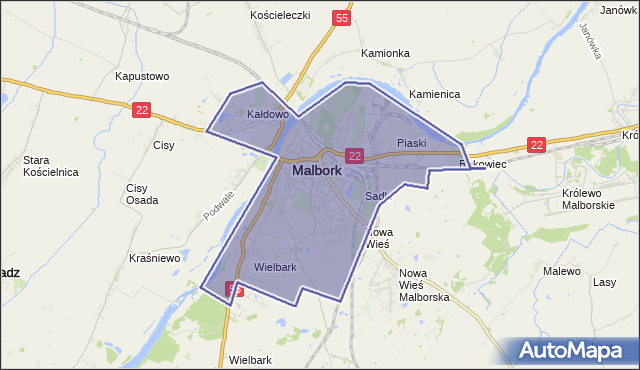 gmina Malbork - powiat malborski na mapie Targeo