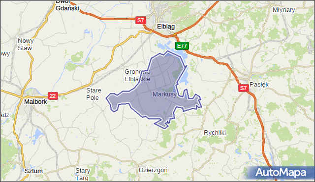 gmina Markusy - powiat elbląski na mapie Targeo