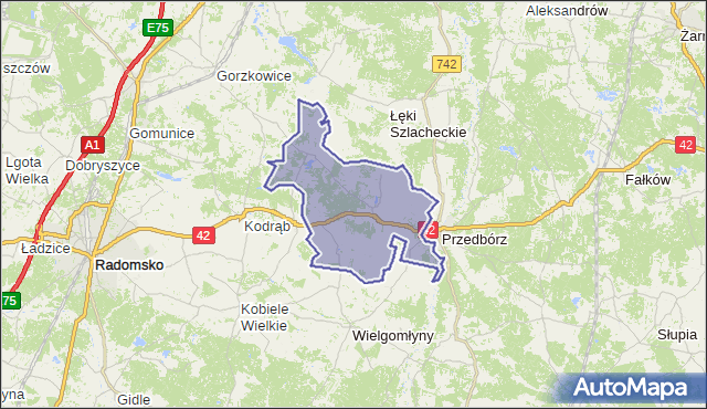 gmina Masłowice - powiat radomszczański na mapie Targeo