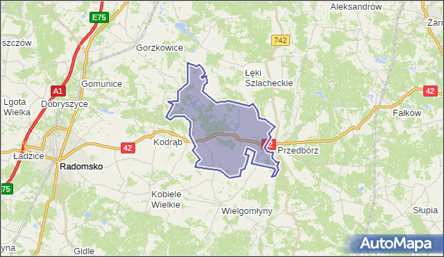 gmina Masłowice - powiat radomszczański na mapie Targeo