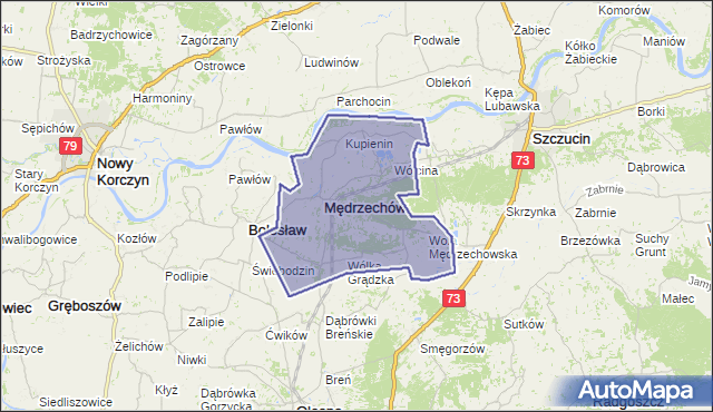 gmina Mędrzechów - powiat dąbrowski na mapie Targeo