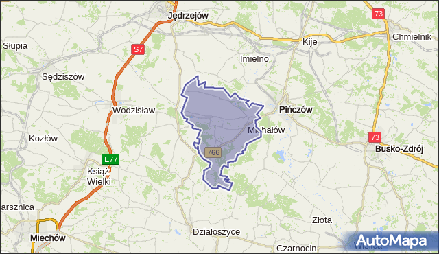 gmina Michałów - powiat pińczowski na mapie Targeo