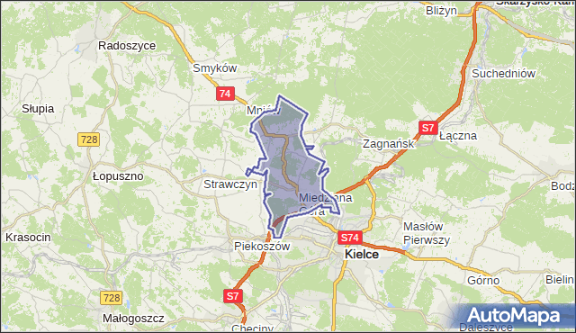 gmina Miedziana Góra - powiat kielecki na mapie Targeo