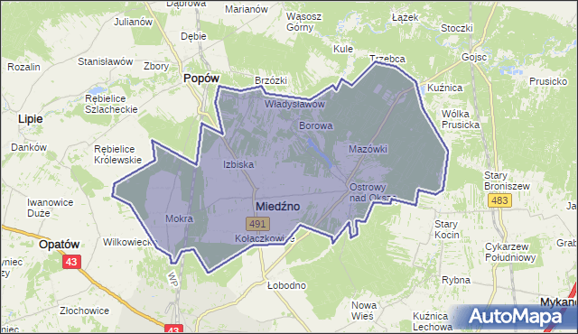 gmina Miedźno - powiat kłobucki na mapie Targeo